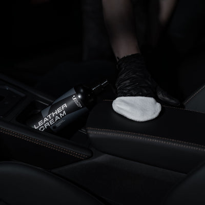 Applying ULTRACOAT Leather Cream to a leather car seat