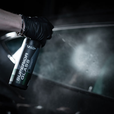 ULTRACOAT Superior Glass bottle while cleaning automotive glass